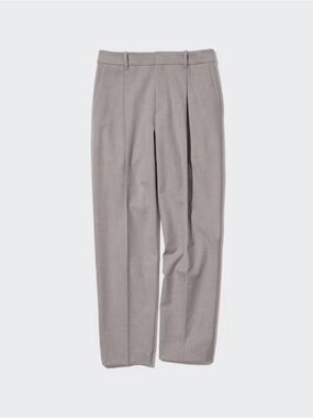 Uniqlo NWT Heat Tech Pleated Tapered Pants Grey Trousers M Career Casual Work